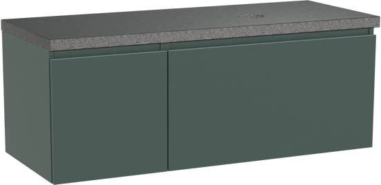 Balmani Sfera zwevend badmeubel 135 x 55 cm forest met Rock asymmetrisch rechtse wastafel in zwart graniet