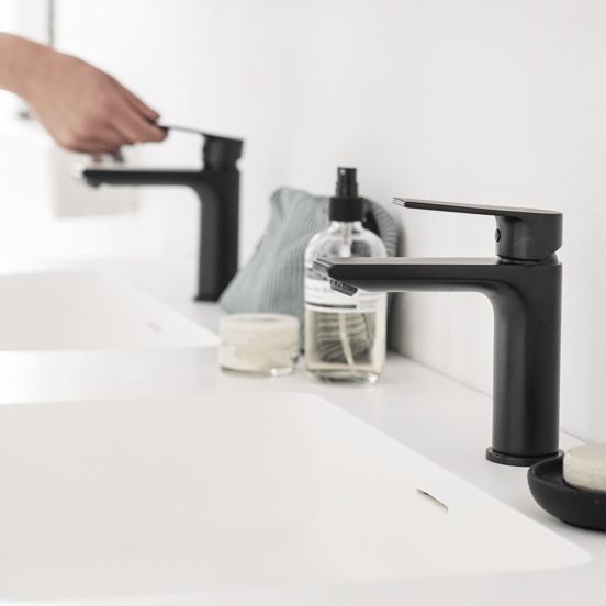 Blaufoss Jason EcoStart Standard-Waschbecken Armatur: Schwarz matt