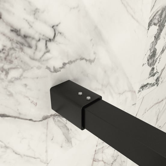 Balmani Modular inloopdouche 90 x 200 cm helder glas met matte strook mat zwart profiel