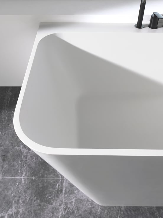Balmani Zigga baignoire d'angle droite double 180 x 85 cm Solid Surface blanc mat
