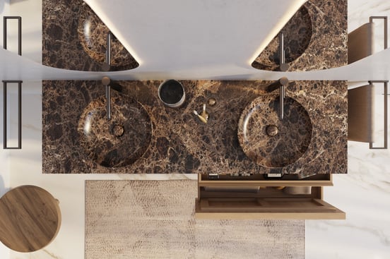 Balmani Still Aufsatzwaschbecken: Marmor Dark Emperador, rund, Ø 38 cm