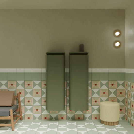 Balmani Moon Badhochschrank: Hängend, rechts, Salbei Grün 44 x 32 x 130 cm,