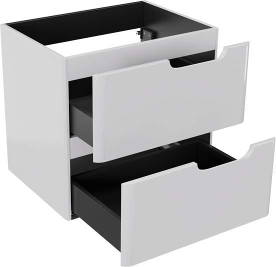 Linie Curvo zwevende wastafelonderkast 60 x 46 cm Hoogglans Wit 2 lades