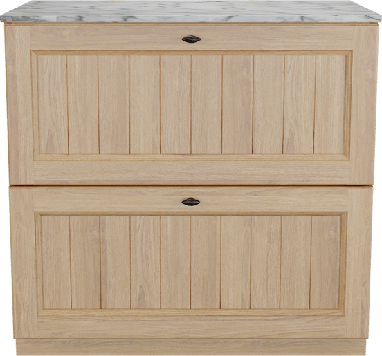 Balmani Lemon freistehendes Möbelstück Set: 90 x 55 cm, Naturbelassene Eiche Furnier, mit Stretto Einzel Waschtischplatte, Carrara