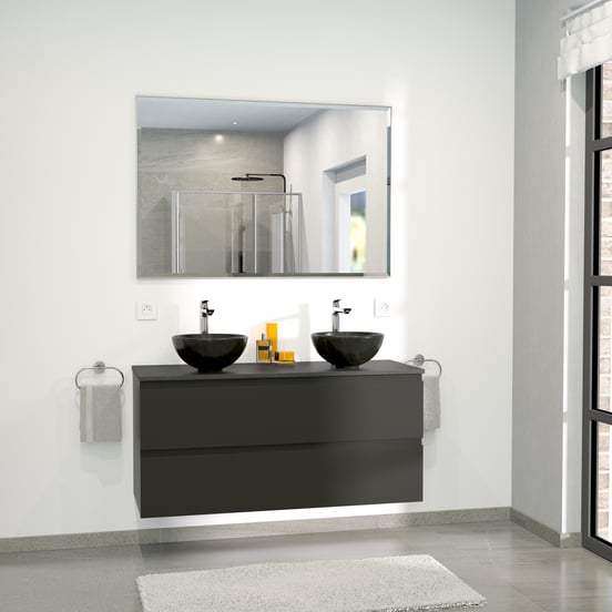 Linie Lavo vasque à poser porcelaine Noir Mat rond Ø 32 cm