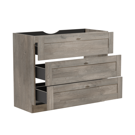 Linie Classo freistehendes Möbelstück Set: 100 x 46 cm, Graue Eiche, mit Vano Einzelwaschtisch, Marmorkomposit Weiß matt