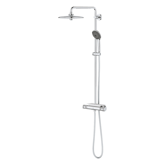 Grohe Vitalio Joy Regendusche Duschsystem mit Thermostatbatterie: Wandmontage, Chrom Glänzend
