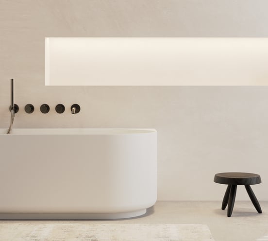 Balmani Scala tweepersoonsbad hoekbad links 175 x 80 cm Solid Surface mat wit