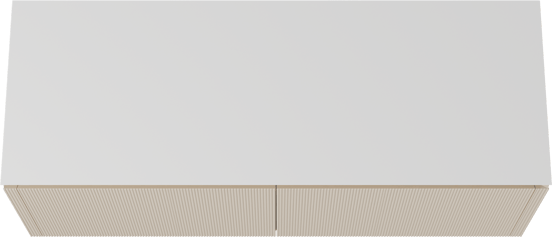 Balmani Eclips hängendes Möbelstück Set: 150 x 55 cm, Sandbeige, mit Eclips Einzel- oder Doppel Waschtischplatte Solid Surface Weiβ matt, Vertikale symmetrische gerade Rippe