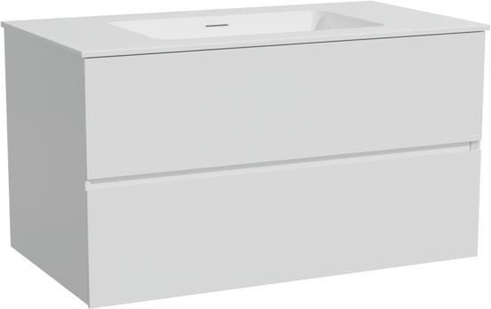 Storke Edge zwevend badmeubel 95 x 52 cm mat wit met Mata enkele wastafel in solid surface mat wit