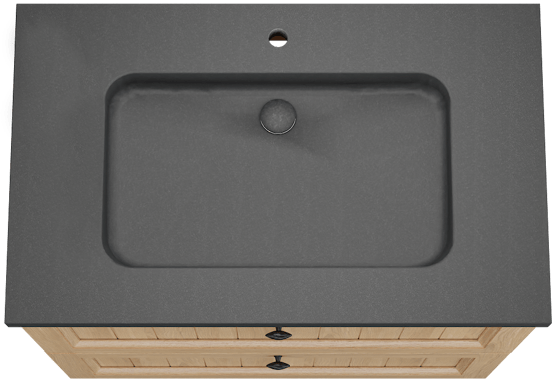 Balmani Lemon staand badmeubel 90 x 55 cm, fineer naturel eiken met Napoli enkele wastafel in zwart graniet