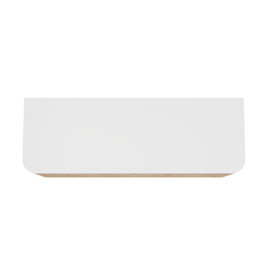 Balmani Moon zwevend badkamermeubel 160 x 55 cm natuur eik met Moon enkel of dubbel tablet in solid surface mat wit