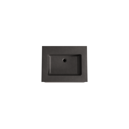 Storke Ribs zwevend badkamermeubel 65 x 52 cm notelaar met Scuro enkele wastafel in kwarts mat zwart, Verticale symmetrische rechte ribbel