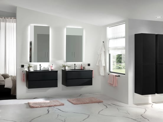 Balmani Mitra zwevende wastafelonderkast 90 x 55 cm Mat Zwart 2 lades