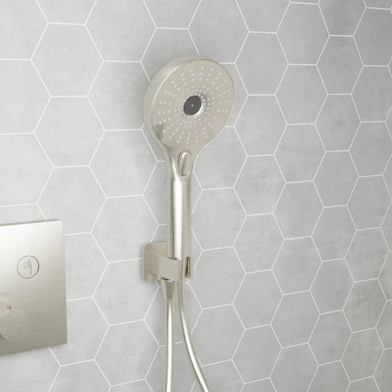 Blaufoss Onos Handbrause-Set: inkl. Wandanschlussbogen: 3jet, Brushed CoolMetal