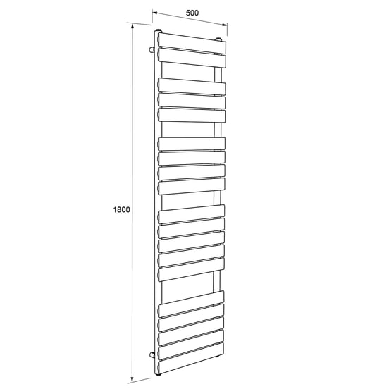 ENKEL VOOR DUITSE MARKT - Vipera Vulcan enkele handdoekradiator 50 x 180 cm elektrische verwarming mat wit zij- en middenaansluiting 1.049W, weerstand inbegrepen