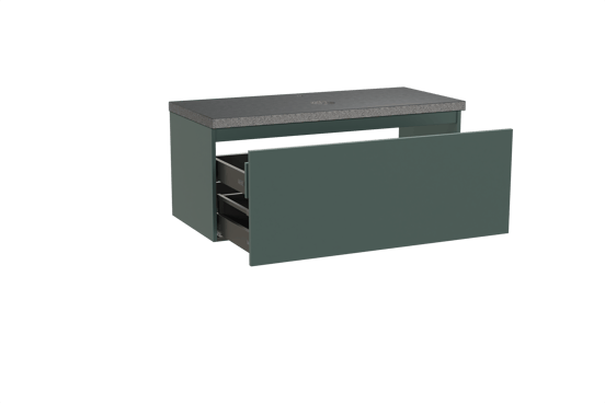 Balmani Sfera zwevend badmeubel 120 x 55 cm forest met Rock enkel wastafelblad in zwart graniet