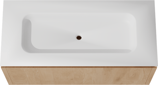 Balmani Eclips zwevend badmeubel 120 x 55 cm Natuur eiken met Eclips enkele wastafel in Solid Surface mat wit