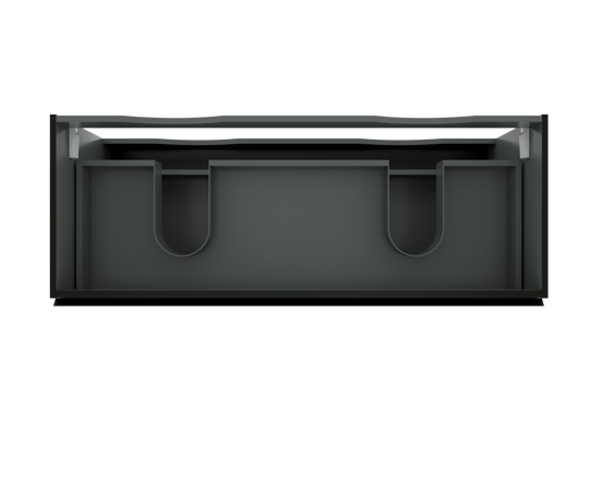 Linie Lado hängender Waschbeckenunterschrank: 120 x 46 cm, Schwarz Matt, 2 Schubladen, 2 Siphonaussparungen