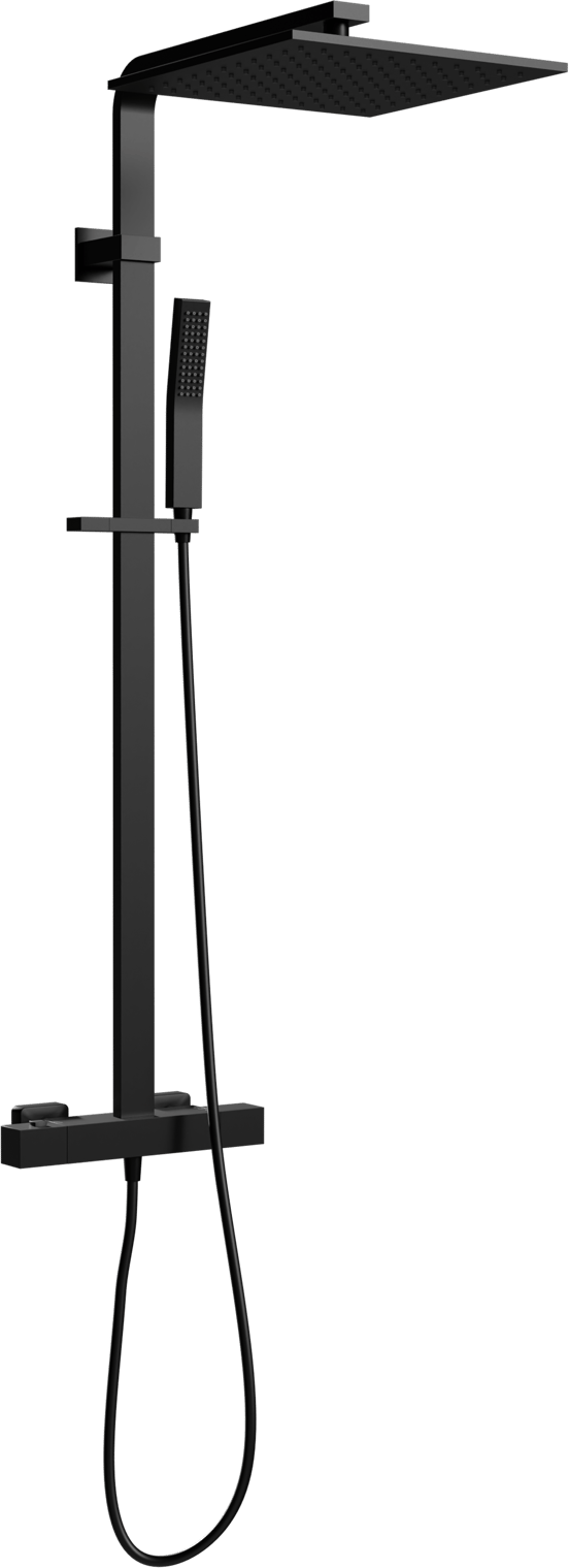 Blaufoss Square 300 Duschsystem: Schwarz Matt