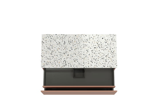 Balmani Sfera meuble salle de bains suspendu 120 x 55 cm cotto avec Stretto tablette simple ou double en blanc/noir mat terrazzo