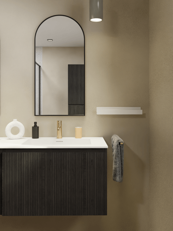 Storke Nero arc en plein cintre Miroir noir 45 x 90 cm