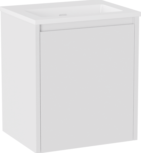 Storke Seda hängendes Möbelstück Set: 45 x 35 cm, Weiß matt, mit Diva Einzelwaschtisch, Marmorkomposit shiny_white