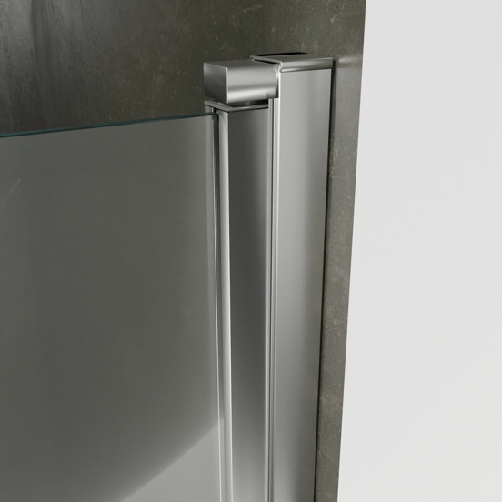 Luca Varess Kuresa porte battante 90 x 200 cm verre transparent profil chrome brillant