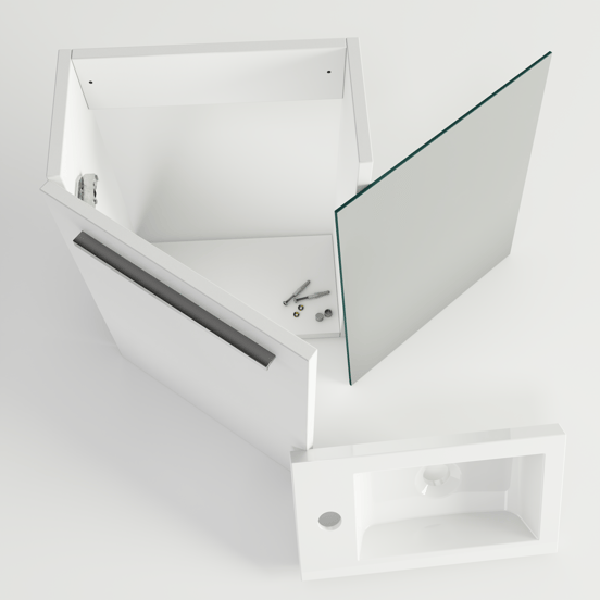 SanyOne Roxy meuble wc suspendu 40 x 22 cm blanc avec Roxy plan vasque en marbre composite brillant