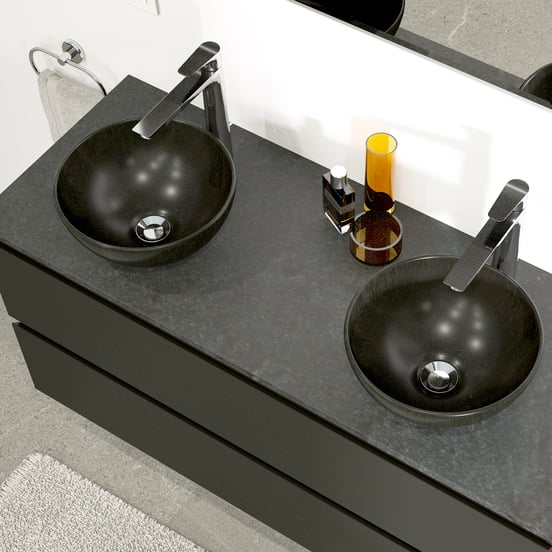 Linie Lavo vasque à poser porcelaine Noir Mat rond Ø 32 cm