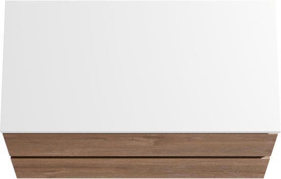 Linie Lado hängendes Möbelstück Set: 90 x 46 cm, Braune Eiche, mit Lado Einzel Waschtischplatte, Marmorkomposit Weiß matt