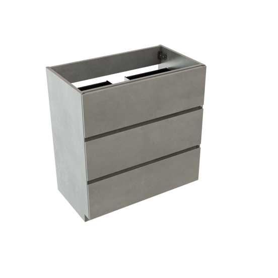 Storke Edge stehender Waschbeckenunterschrank: 80 x 46 cm, Beton dunkelgrau, 3 Schubladen