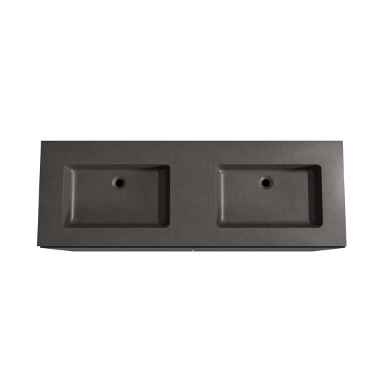Storke Edge meuble salle de bains à poser 150 x 52 cm noir mat avec Scuro double vasque en quartz noir mat