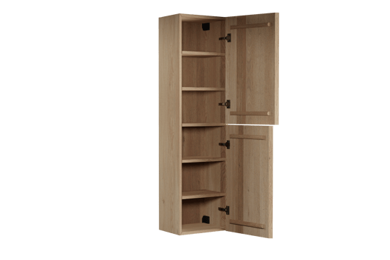Balmani Forma Badhochschrank: Hängend, asymmetrische Rippen, Eiche Natur, 42 x 30 x 150 cm