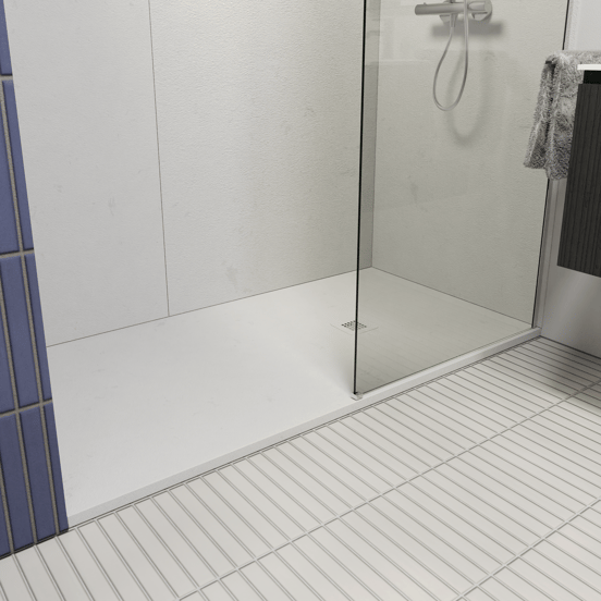 Luca Varess Classy receveur de douche 170 x 90 cm marbre composite blanc mat structure rock