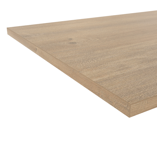 Linie Lado enkel of dubbel wastafelblad natuur eiken melamine 120 x 46 cm