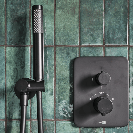 Blaufoss Smartbox Softline thermostat de douche encastré 2 fonctions noir mat incl élément intégré