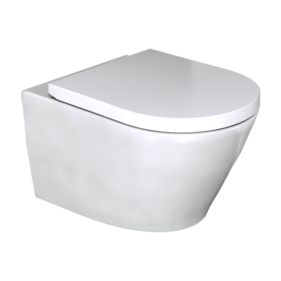 WC Set: Luca Varess Calibro Hänge WC, Weiß glänzend, spülrandlos, inkl. Medio WC Sitz, Burda Element für Wand-WC mit Geberit Sigma UP320 Spülkasten und Luca Varess Betätigungsplatte