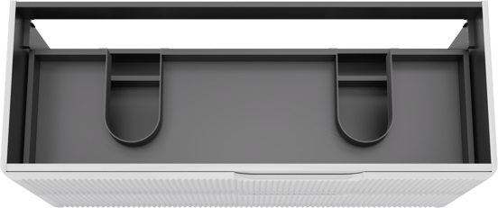 Linie Curvo hängender möbelstück Waschtischunterschränke 120 x 46 cm Weiβ glänzend 2 Schubladen, Vert. Sym. Rippe