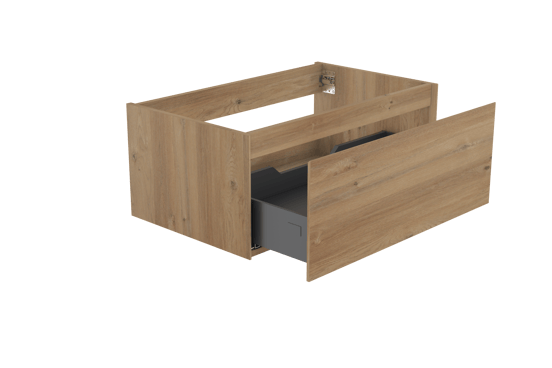 Storke Edge hängender Waschbeckenunterschrank: 85 x 52 cm, Eiche rustikal, 1 Schublade