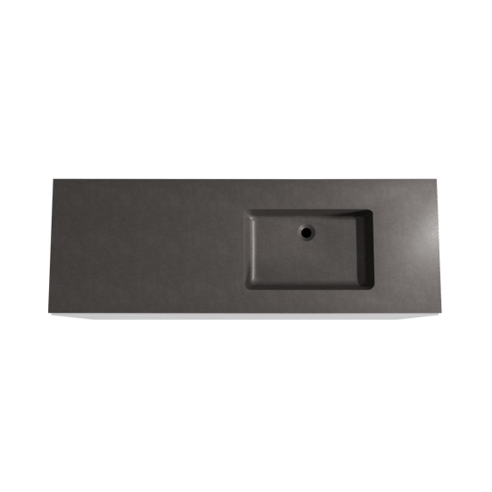 Storke Edge staand badmeubel 150 x 52 cm mat wit met Scuro asymmetrisch rechtse wastafel in kwarts mat zwart