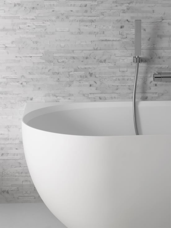Balmani Forte baignoire d'angle droite duo 175 x 78 cm Solid Surface blanc mat