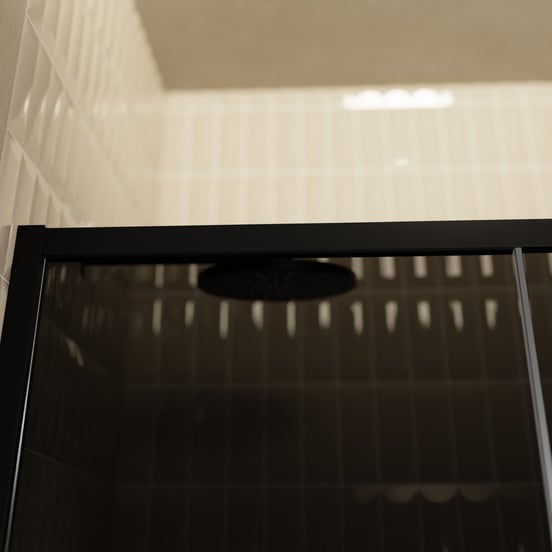 Balmani Senses Design douche schuifdeur omkeerbaar 160 cm x 210 cm Rookglas, Zwarte profielen