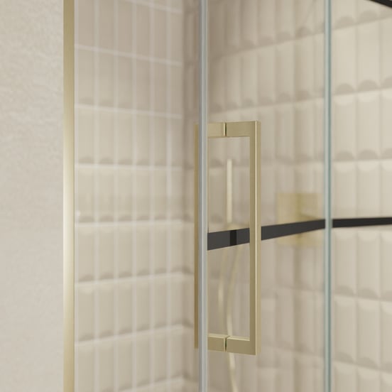 Balmani Senses Design douche draaideur rechts 120 cm x 210 cm Lined glas, Brushed Champagne Gold profielen