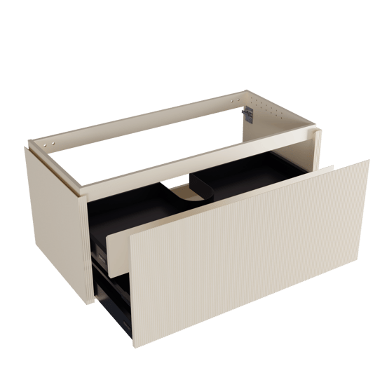 Balmani Eclips meuble sous-lavabo suspendu 120 x 55 cm Sandbeige 2 tiroirs Nervure sym. vert.