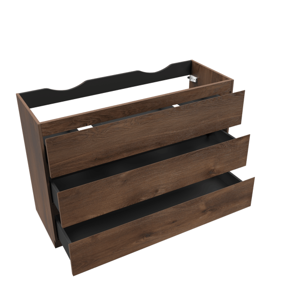 Linie Lado meuble sous-vasque a poser 120 x 46 cm chêne brun 3 tiroirs