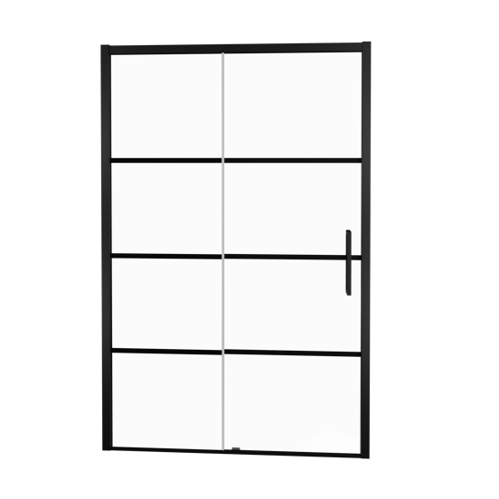 Balmani Senses Design Dusche Schiebetür, Links, 160 cm x 210 cm, Lined Glas, Profil Schwarz