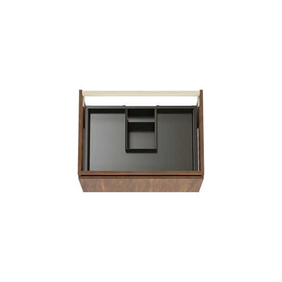 Balmani Sfera hängender Waschbeckenunterschrank: 75 x 55 cm, Amerikanischer Nussbaum, 2 Schubladen