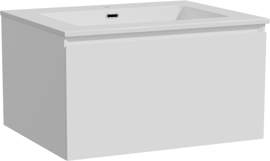 Storke Edge zwevend badmeubel 65 x 52 cm mat wit met Diva enkele wastafel in composietmarmer hoogglans wit