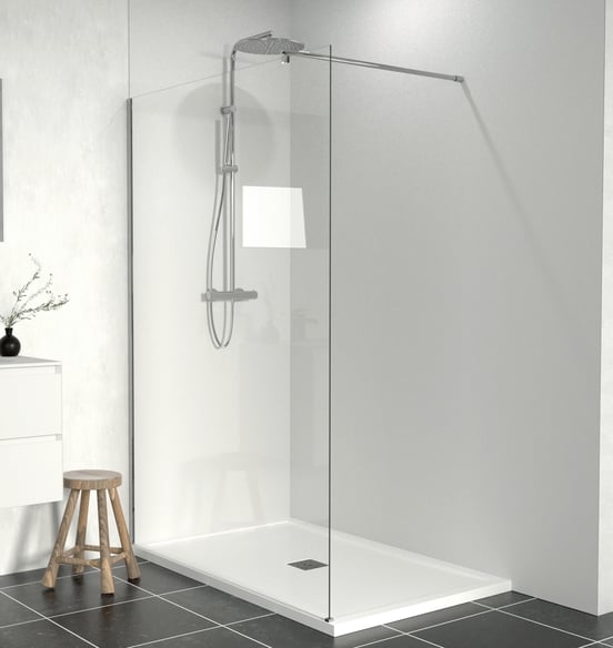 SanyOne douche à l'italienne 140 x 195 cm verre transparent profil chrome brillant